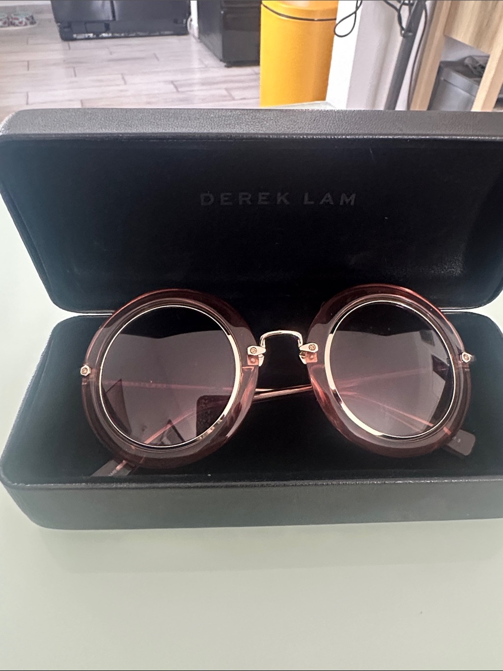 Derek Lam Round Oversized Sunglasses — Rose Brown Frames, Gradient Brown Lenses